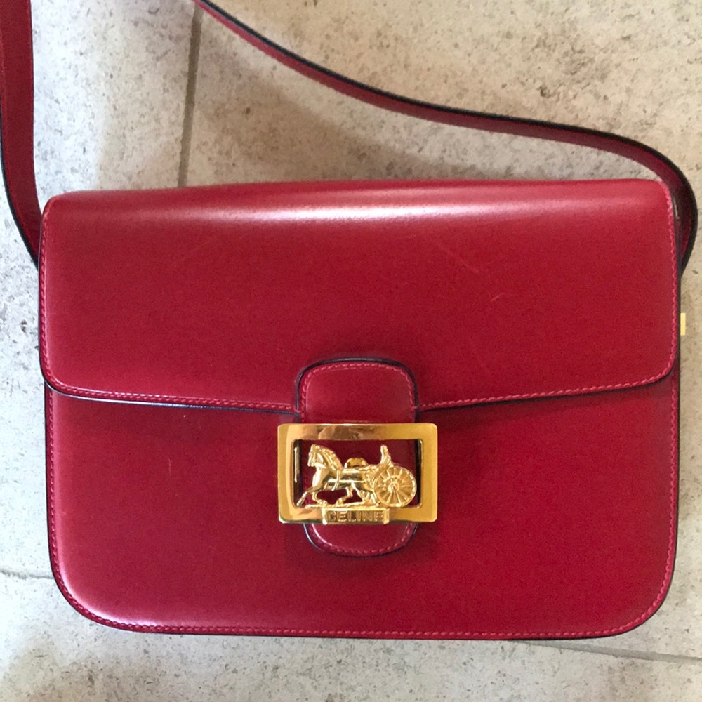 Celine Vintage Box Bag Red Horse and Carriage